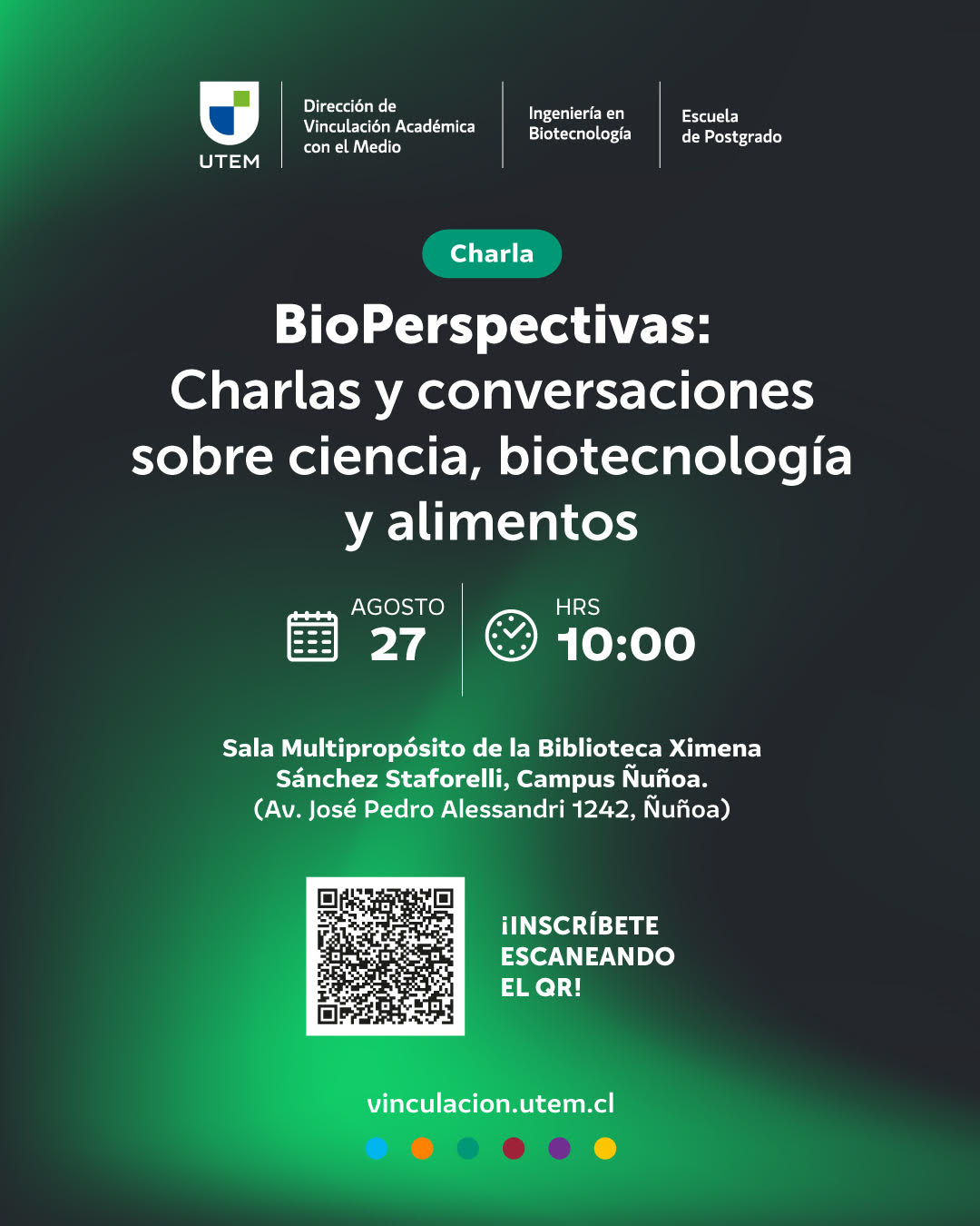 Charla BioPerspectivas, 27 de agosto a las 10:00 horas en UTEM